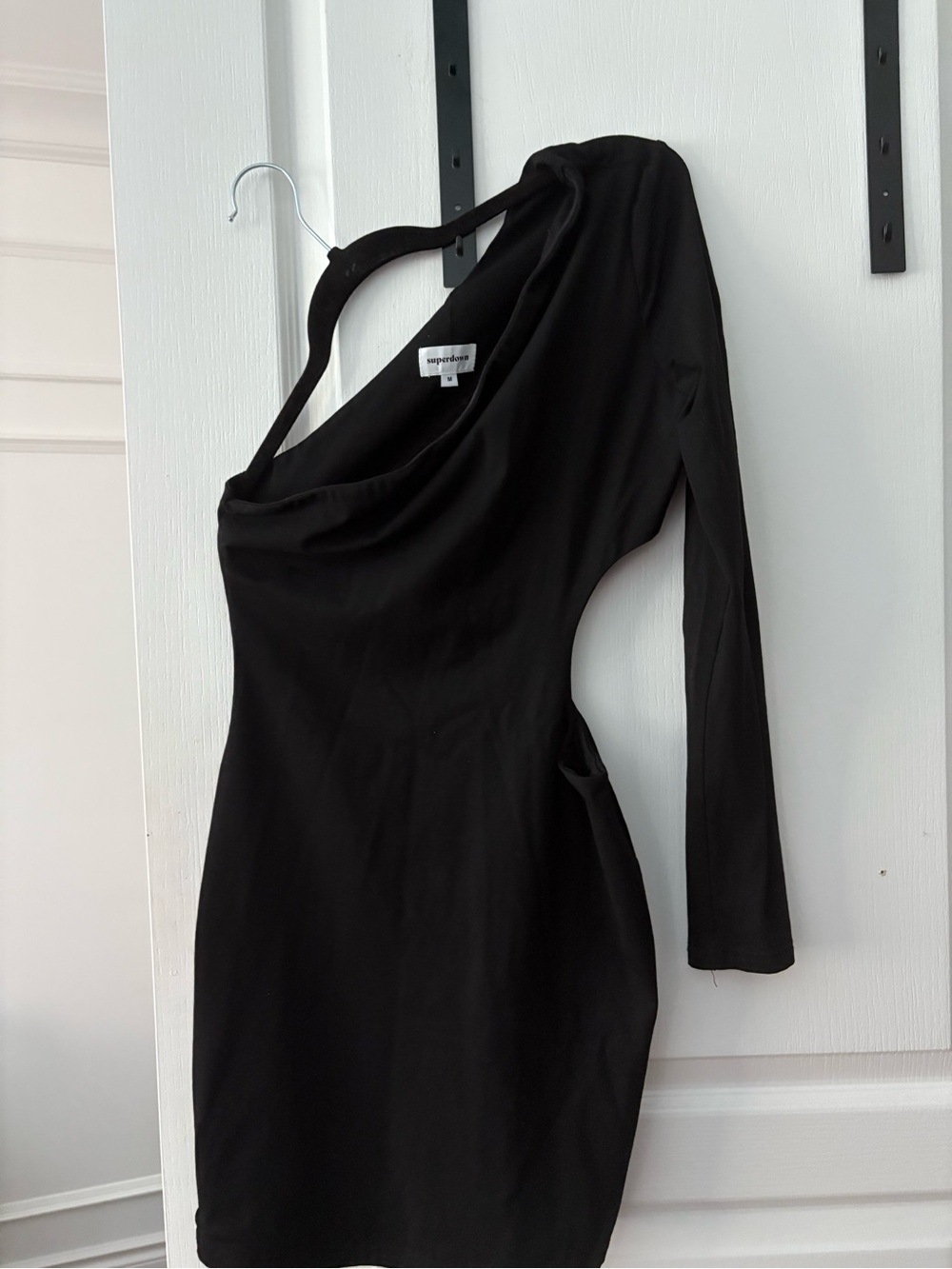 superdown One-Shoulder Black Cutout Bodycon Dress